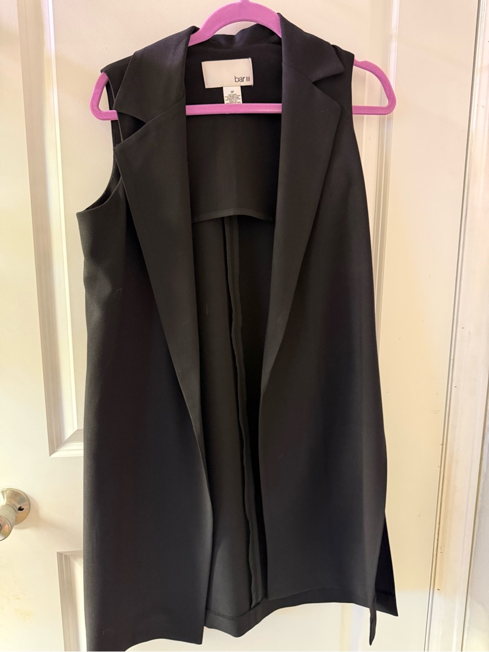 Bar III Black Open-Front Vest with Pink Trim